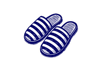 Slippers hand drawn simple sketch vector illustration