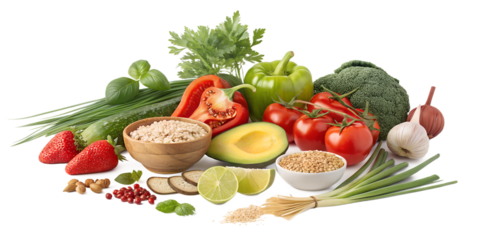 Organic Food PNG  – Fresh Natural Vegetables, Fruits, and Healthy Ingredients Isolated on Transparent Background