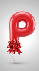 Fototapeta premium Red Balloon Letter P with Bow - Festive Celebration and Decoration.