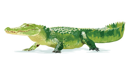 Naklejka premium Detailed Green Crocodile Flat Vector Icon with Outline for Design Projects