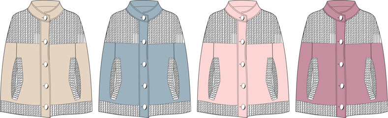Fashion Cape Variations Beige, Blue, Pink, and Burgundy. Stylish outerwear designs for every season