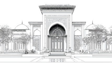 Obraz premium Authentic Moroccan Arabic Style Building House Exterior Architecture Design
