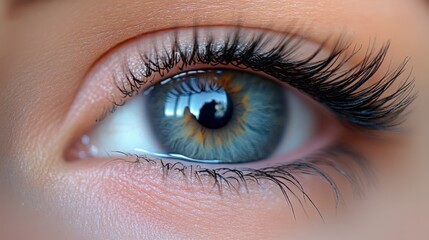 Obraz premium Close-Up of Beautiful Eye with Vibrant Colors and Lush Eyelashes