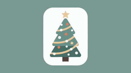 A stylized illustration of a decorated Christmas tree with a star on top.