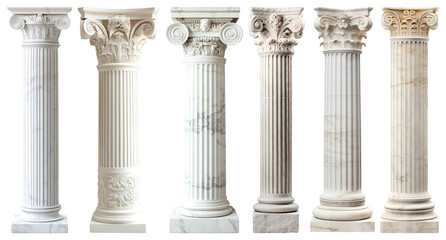 Obraz premium PNG Elegant classical architectural columns, element set on transparent background