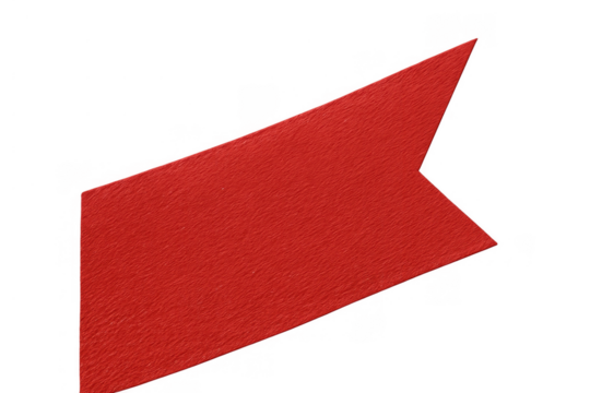 Red textured paper pointer banner showing direction, attention, and important information, transparent background
