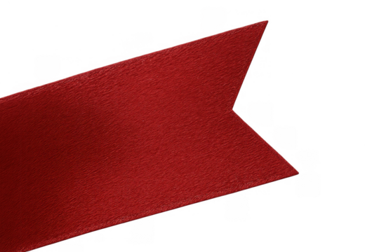 Red ribbon banner with rough texture, decorative award tag, celebration element, transparent background