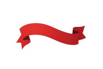 Wavy red ribbon banner design element flowing across for text, label, or announcement concept with copy space