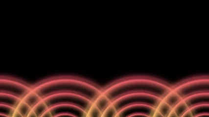 Fotobehang Fractal waves Warm Pulsing Wave Background - Dynamic Red and Orange Glowing Sound Waves on Black  © Kateryna