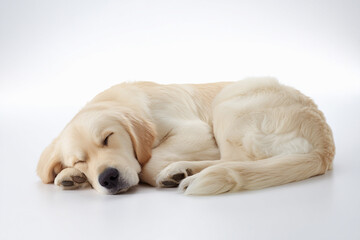 体を丸めて静かに眠る犬