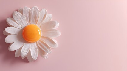 Creative daisy egg concept on pastel pink background &ndash; minimal art design