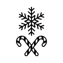 Vector art of snowflake and candy cane for winter holidays