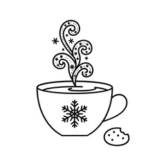 Vector art of hot drink in a cup with snowflake vector icon