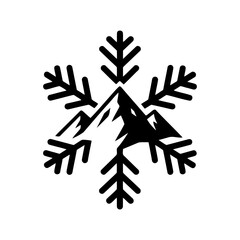 Vector art of mountain snowflake for winter adventure design