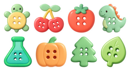 PNG Colorful cartoon buttons collection, element set on transparent background