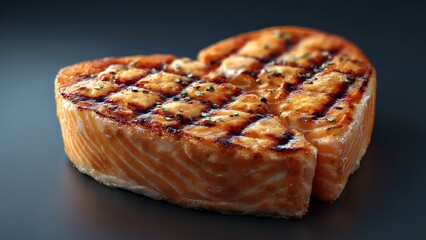 Grilled salmon steak with golden crust &ndash; delicious seafood on clean background