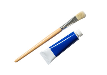 Paintbrush and Blue Paint Tube