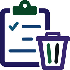 Fototapeta premium Clipboard with check mark and trash can icon symbol concept