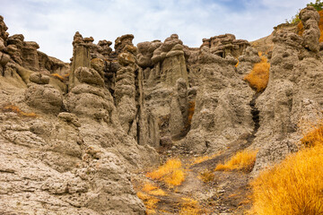 Scenic view of the Stone Dolls in Stone town of Kuklica. Kuklici. North Macedonia