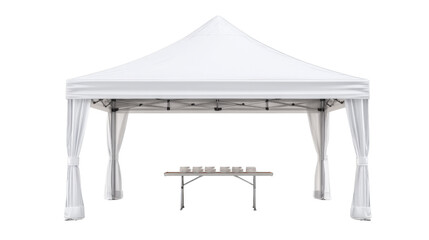 3d branded display tent with foldable table background isolated on a Transparent background, PNG file.