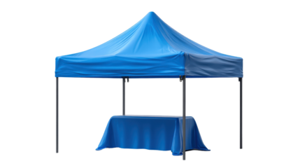 3d branded display tent with foldable table background isolated on a Transparent background, PNG file.
