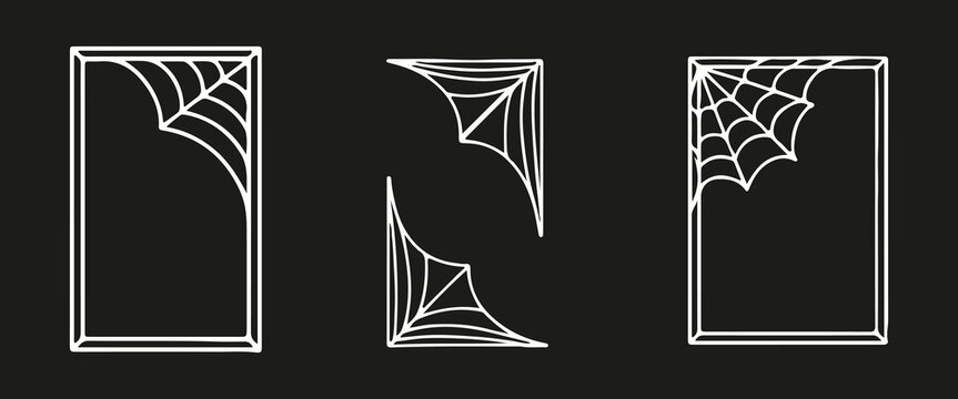 Halloween spiderweb frames and corners for spooky designs and decoration