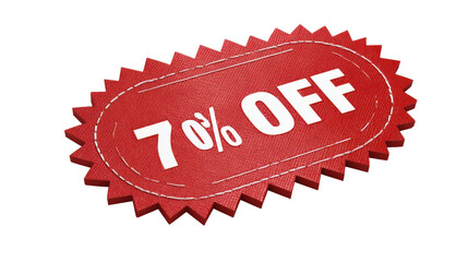 3D discount label with jagged edges and "70% OFF" text, isolated on a Transparent background, PNG file.