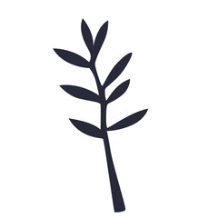Elegant black leaf branch with five leaves, ideal for premium, editorial, or monochrome designs.


