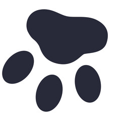 Bold black paw print silhouette, ideal for pet, wildlife, or adventure-themed design and branding.

