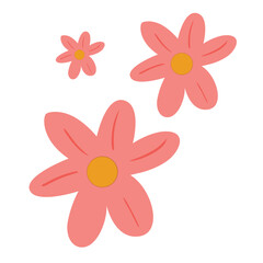 Pink flower cluster with yellow centers, soft pastel look perfect for spring cards, garden themes, and romantic illustrations.
