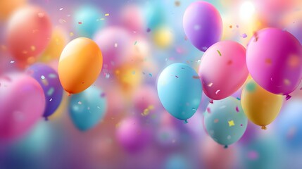 Numerous colorful floating orbs ascend against a bright, celebratory background