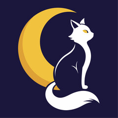 black cat on the moon