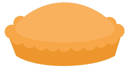 Simple flat illustration of a freshly baked golden brown pie, perfect for desserts.
