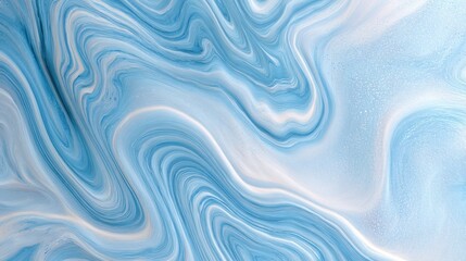 An abstract image showcasing swirling, fluid patterns in varying shades of blue and white, resembling marble or liquid paint, with subtle textural effects and a smooth, glossy finish