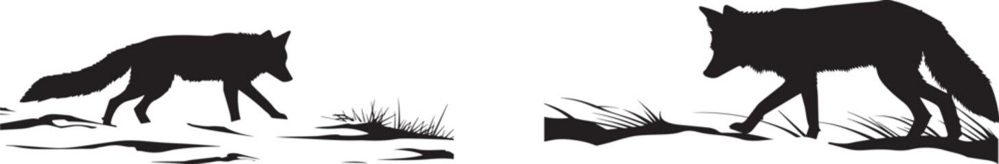 Silhouette wolf vector walking drawing art illustration design graphic image