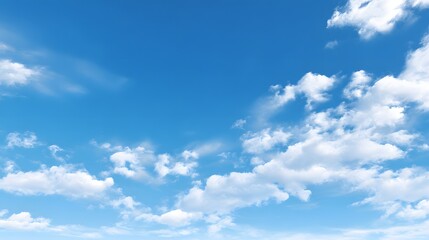 Fototapeta premium Bright blue atmosphere showcases scattered white cumulus clouds across the expanse