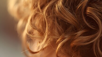 Sunlit strands of wavy auburn hair show rich texture and warm highlights