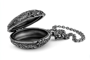 Ornate Metal Pendant Box With Chain