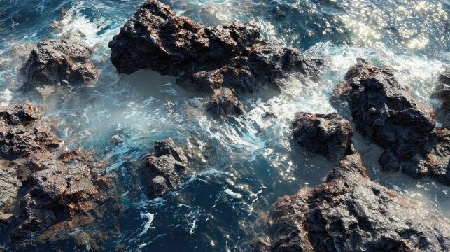 Ocean waves crashing over rocks