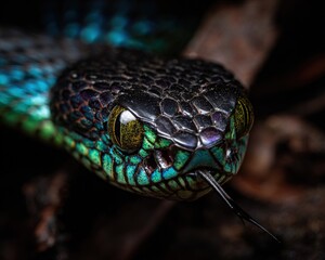 Close Up View Of Colorful Venomous Snake