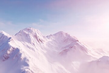 Snowy Mountain Peaks Under Pastel Sunrise