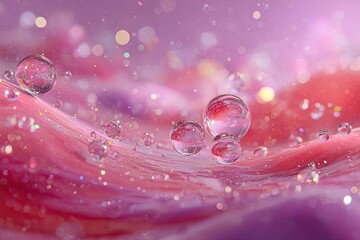 Pink And Purple Abstract Liquid Texture With Bubbles