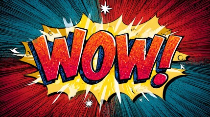 Exclamation of astonishment rendered in a dramatic comic book style bursting from the center