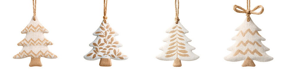 Christmas Tree Ornaments Isolated on White Background