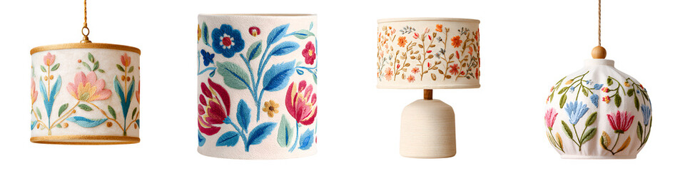 Floral Embroidered Lampshades Collection - Home Decor