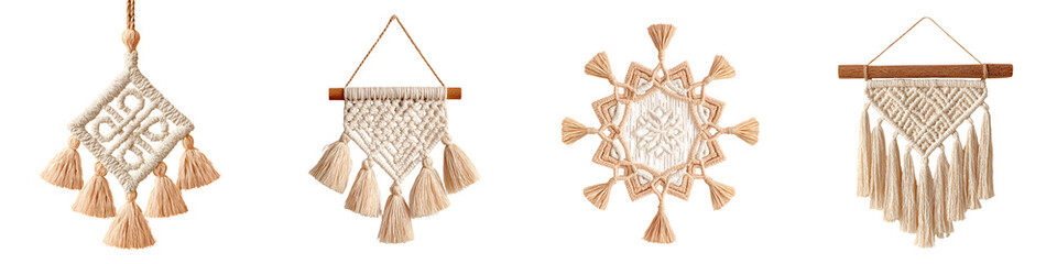 Macrame Wall Hangings Collection on White Background
