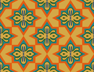 Retro geometric quatrefoil repeat pattern design
