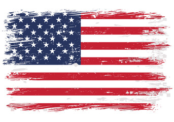 Grunge Distressed American Flag Brush Stroke Vector.