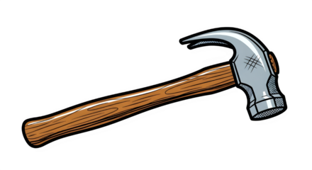 Cartoon hammer illustration vintage style tool for construction and repair isolated on white background