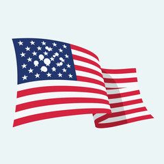 Waving American Flag with Speech Bubble Stars Concept.